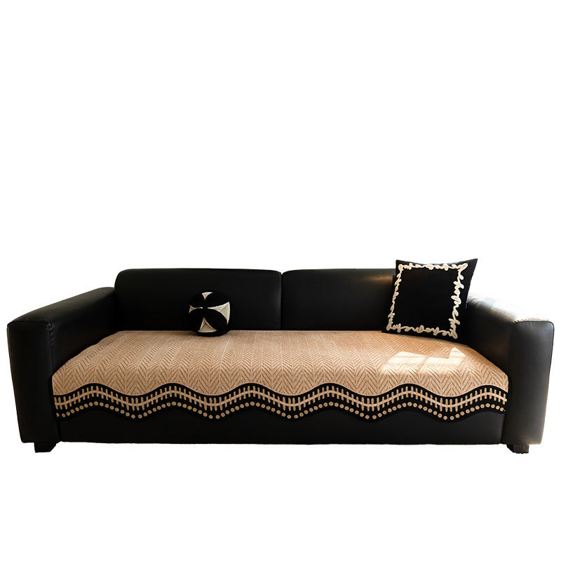 Transfronterizos exclusivos para lujo ligero de alta sensación cojín de sofá nuevo cuatro estaciones de cojín de sofá de cuero antideslizante de Chenille cubierta