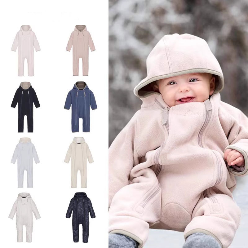 Baby Double-Sided Fine Fleece Jumpsuit 2026 Autumn and Winter Fleece Coat Baby Romper Soft Thickened Warm Clothing