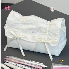 小香风蝴蝶结笔袋高中生简约小清新高颜值大容量文具收纳袋铅笔盒