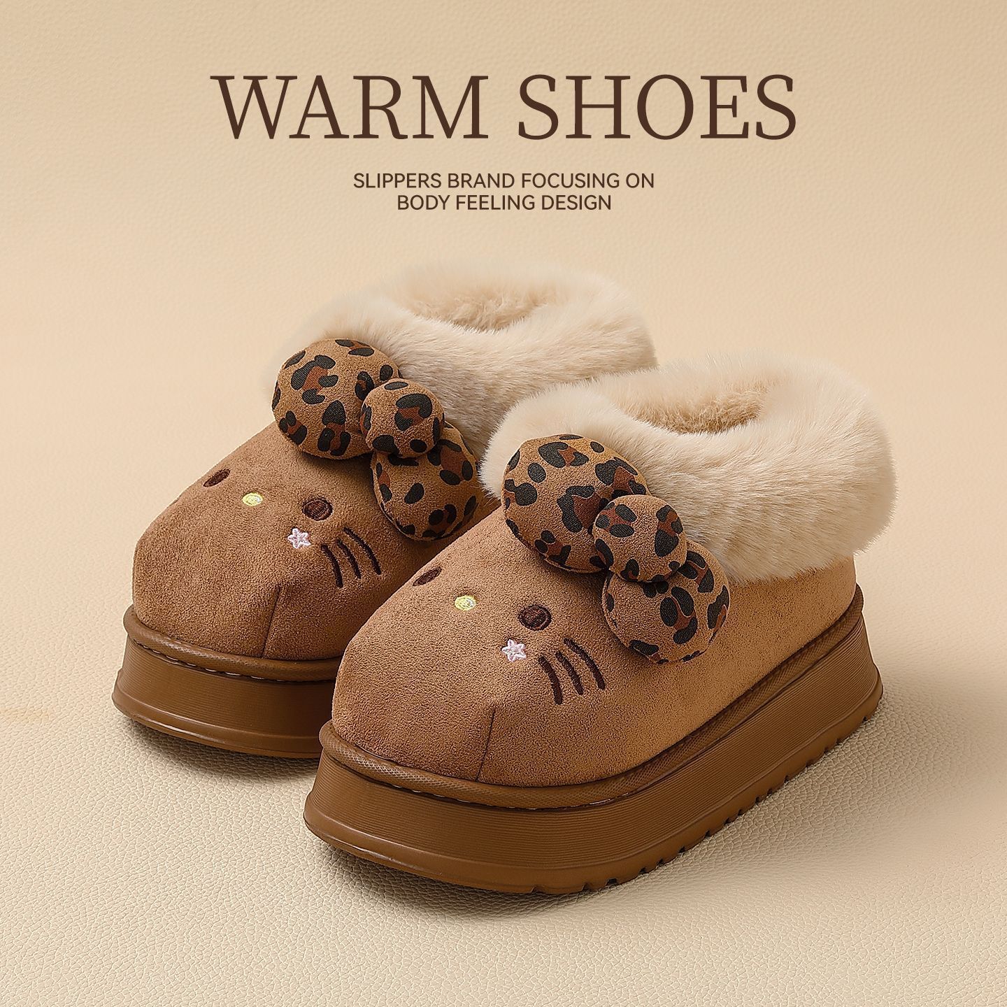 Sanrio genuino nuevo KT gato mujer zapatillas de algodón de dibujos animados para el hogar peluche interior cálido y cómodo