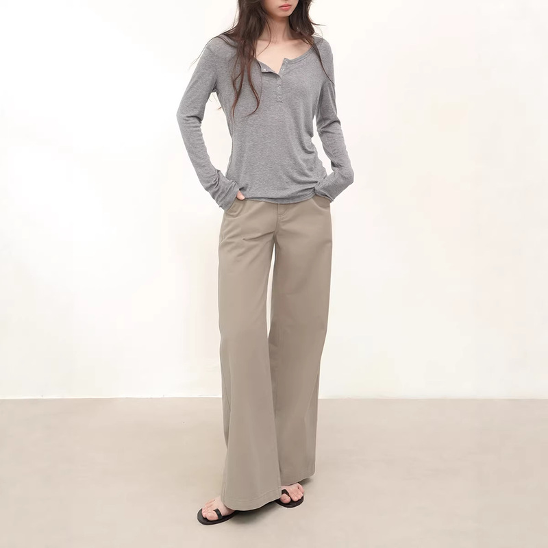 Cookab Lyocell Wool Silver Buckle Loose Fit Henley T-Shirt