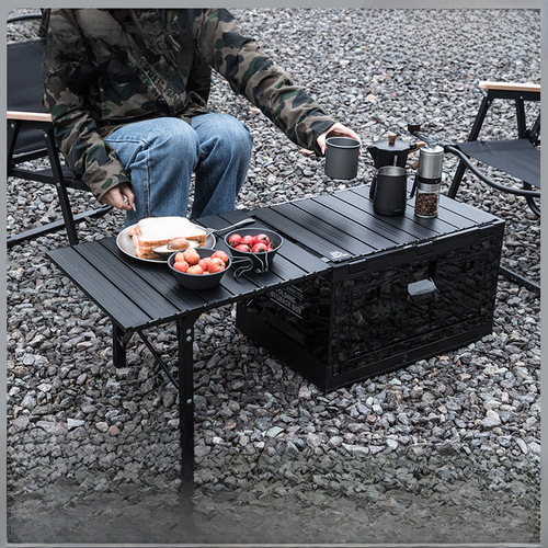 Aluminum alloy lid folding storage box for outdoor use, car trunk household camping box, vehicle organization box