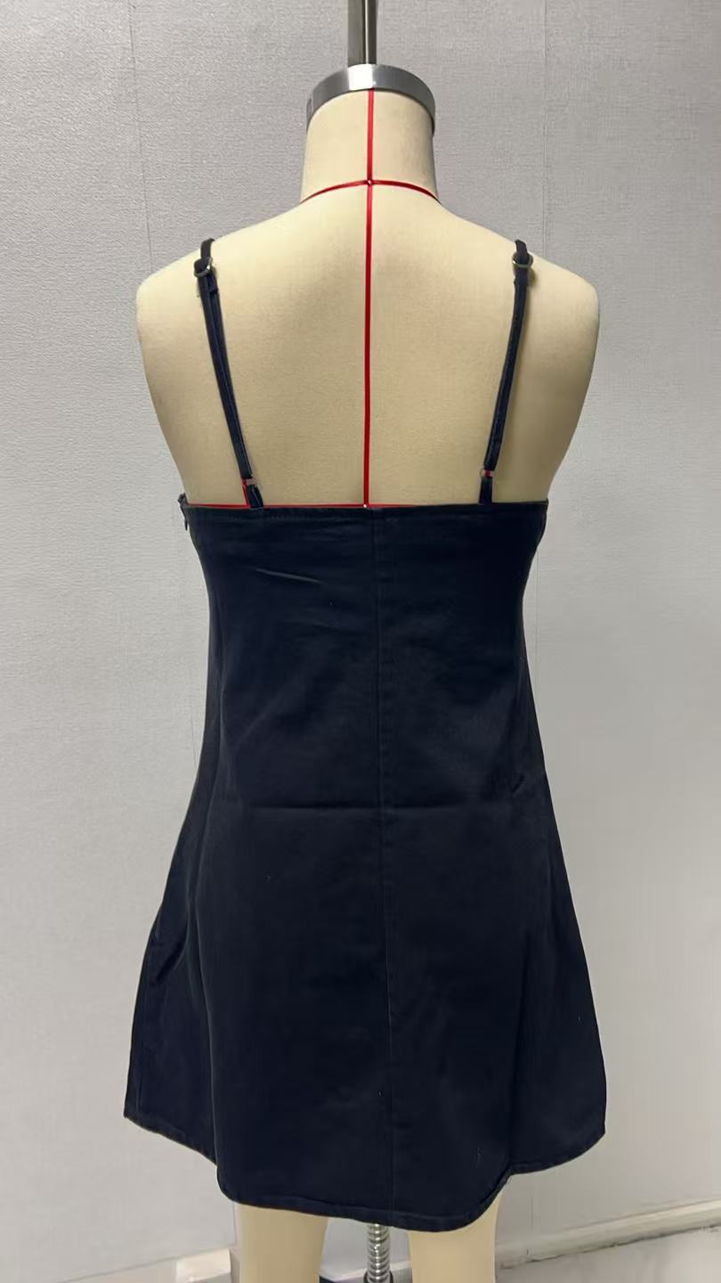 185g Weight Above Knee Dress Length Type Sleeveless Sleeve Length Denim Dress Dresses Type Sleeveless Sleeve Type Polyester, Denim Fabric Type High Waist Waist Line Holiday, Daily, Selfie Occasion V Neck Neckline Regular Fit Fit Type Solid Color Pattern Summer Season Women's Gender Casual, Elegant, Streetwear Style Wholesale Women's Casual Elegant Streetwear Solid Color Holiday Daily Selfie V Neck Sleeveless Denim Dress 1