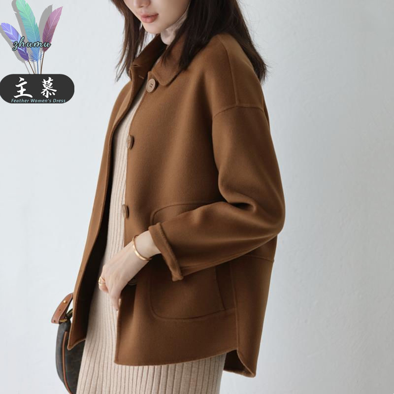 Main Mu Simple Woolen Coat Women's Short 2023 New Spring and Autumn All-match Loose Woolen Coat for Petite