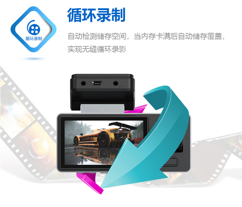 Cross-border new three-recording A8 driving recorder wifi mobile phone connection HD night vision three-lens wide-angle Cardvr