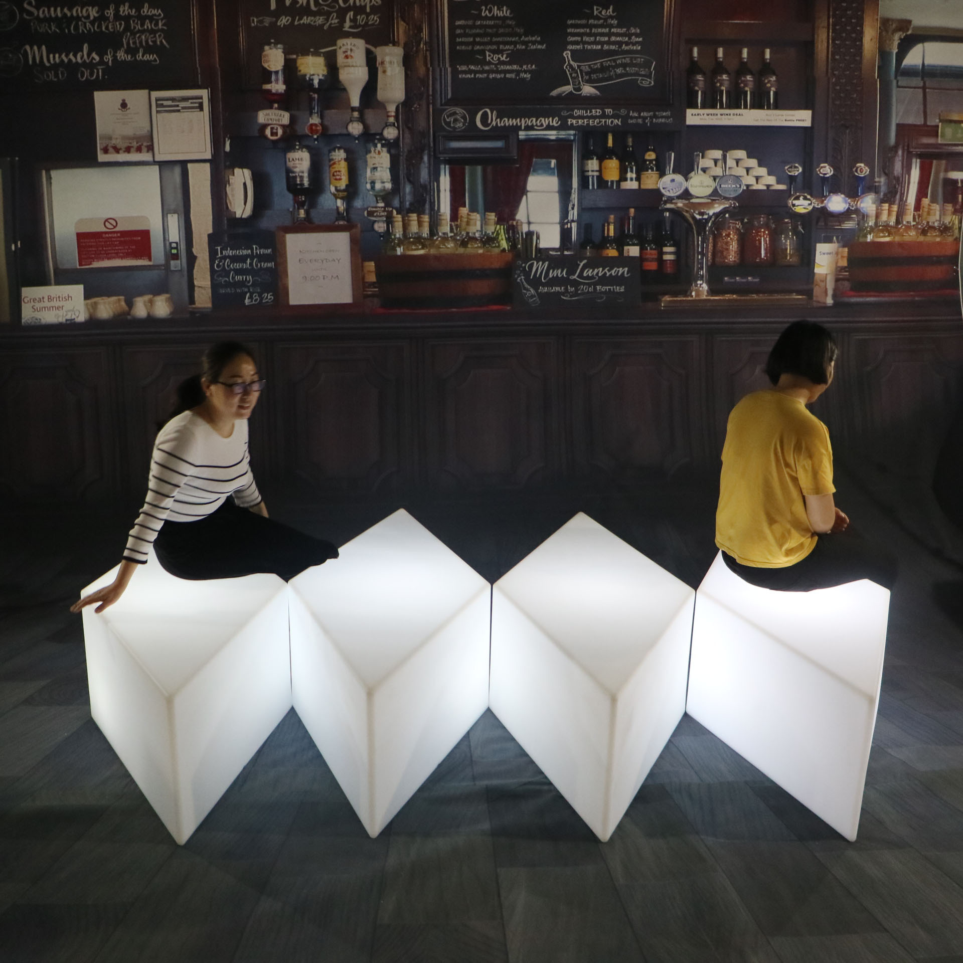 Led Luminous Diamond Bar Stool Hotel KTVColorful Seat Combination Square Creative Internet Celebrity Decorative Stool