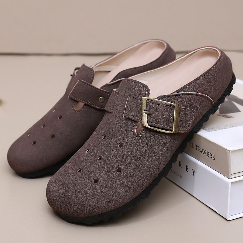 Zapatos de mujer de un pie, pantuflas de estilo nuevo de verano, zapatos Birkenstock transfronterizos de uso exterior de mujer, transpirables y cómodos, zapatos individuales de medio remolque para mujer