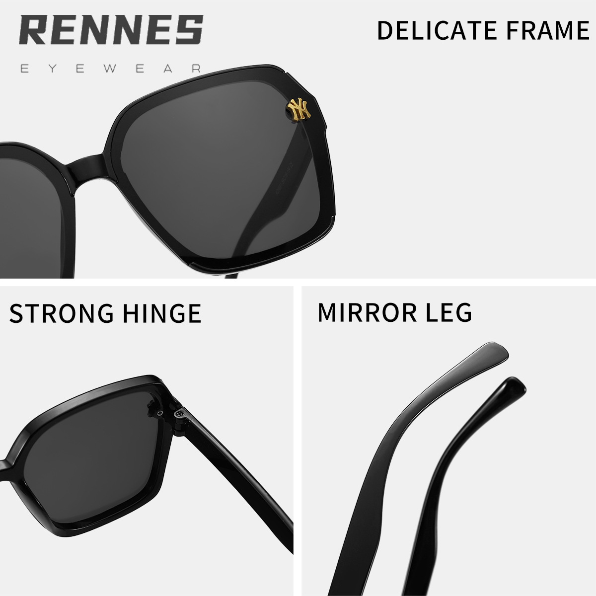 Nuevos accesorios de metal pequeños de aspecto facial de Marco elegante de estilo coreano para mujer de moda gafas de sol al aire libre a juego