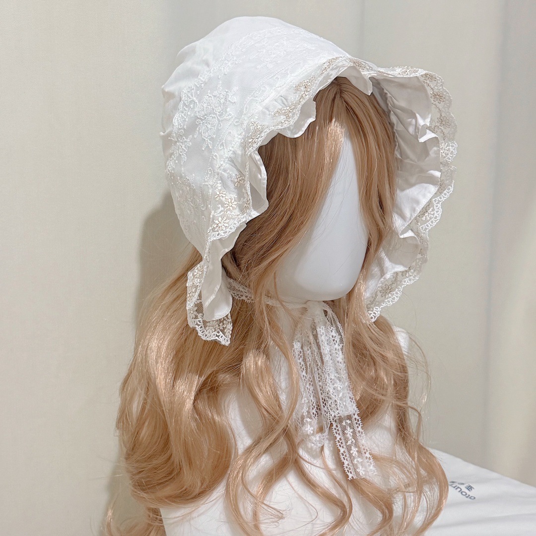 Original Black Baby Hat Holiday Series French Retro Bonnet Hat Lace Hat Headscarf Turban Hat