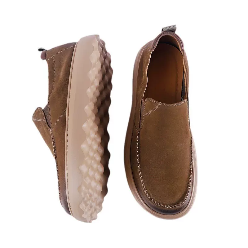 定制男鞋牛皮休闲工装板鞋轻便软底勃肯鞋舒适圆头小皮鞋透气舒适