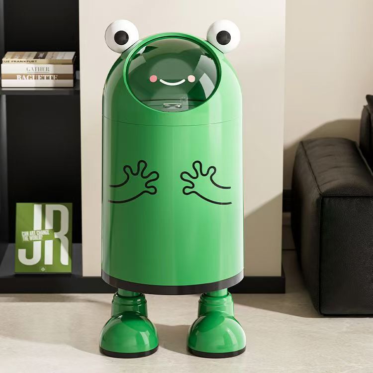 Funny and Good-Looking Trash Can, Creative Trash Can, High-Looking Anti-Odor Cover, No Bending Frog Trash Can