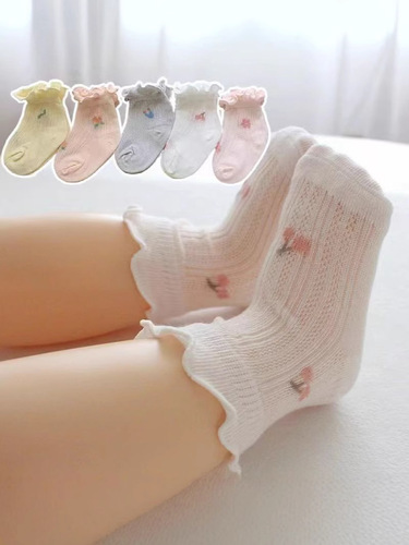 Baby socks summer thin mesh newborn baby socks combed cotton women's treasure category a medium tube socks breathable and sweat absorption