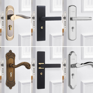 Door lock home universal bedroom room lock wooden door handle handle lock in the bathroom free punching old -fashioned