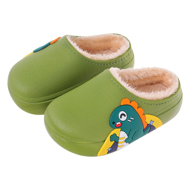 Zapatillas de algodón para niños impermeables para el hogar de Interior para niños y niñas antideslizantes para bebés zapatos de invierno de algodón de tacón de bolsa para el hogar de dibujos animados cálidos