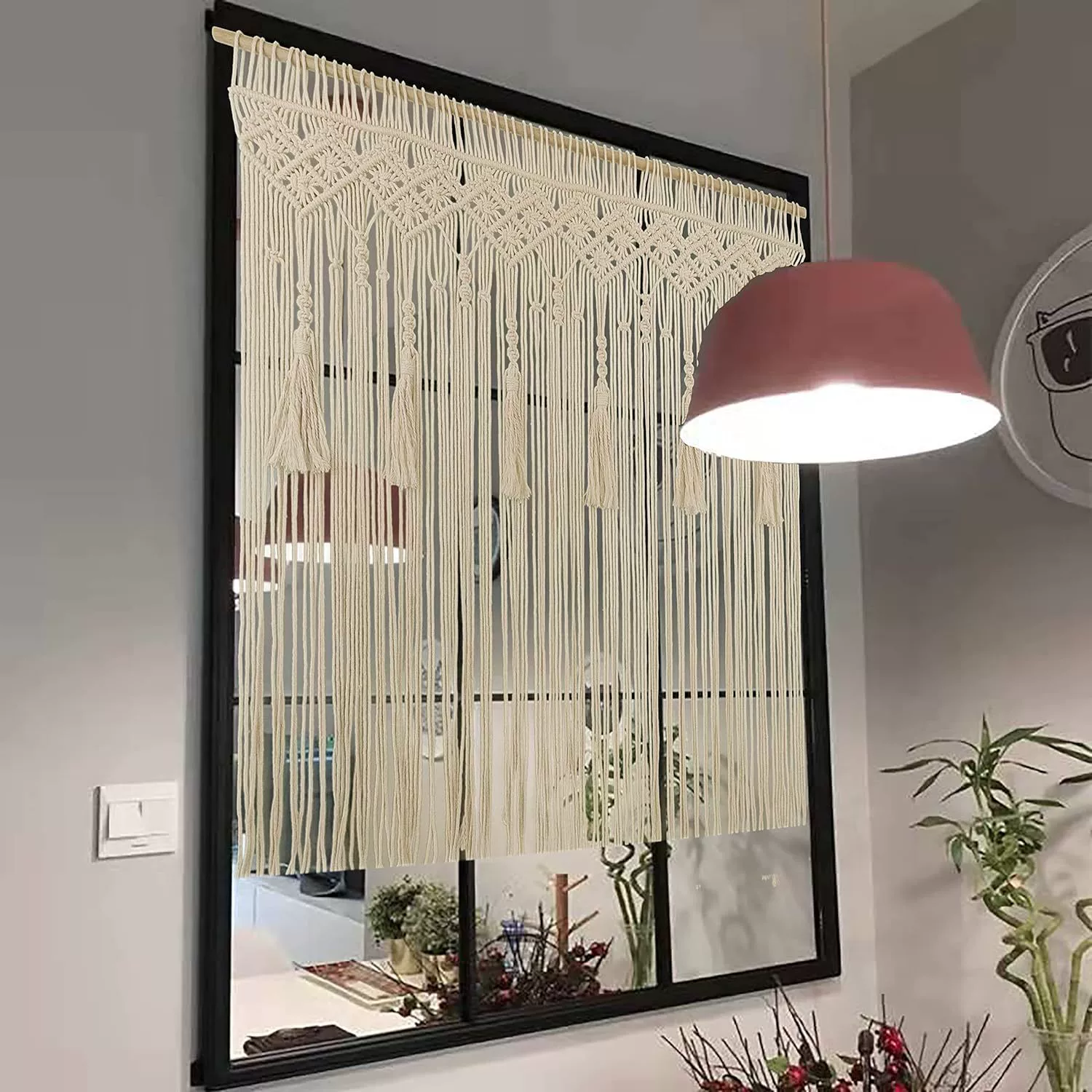 Macrame шторы большие богемные ручные тканые настенные декоративные окна дверной шкаф свадебный коридор