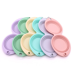 Silicone Pet Folding Double Bowl Dog Pot Feeding Pot Dog Bowl Anti-knock Outdoor Supplies Dog Rice Bowl Dog Water Bowl