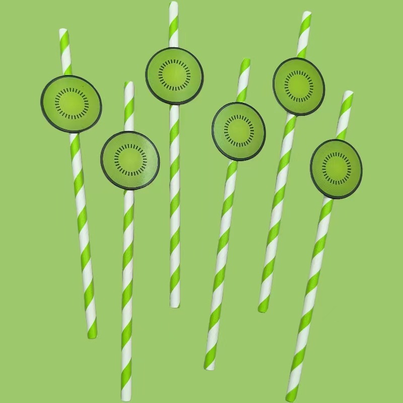 Pajar de papel de fiesta transfronteriza pajar de fruta de limón desechable degradable pajar de bebida de postre