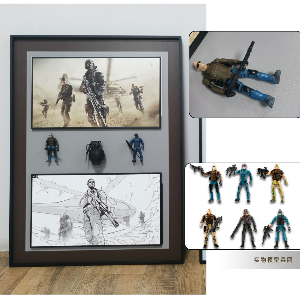 Mano comiendo pollo batalla de campo tridimensional pintura decorativa física dormitorio de niños porche pintura colgante juego animación pintura colgante