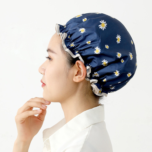 Chrysanthemum Double Layer Shower Cap Waterproof Shower Cap Women's Cute Children's Shampoo EVA Hair Cover Hat Cartoon Shower Cap