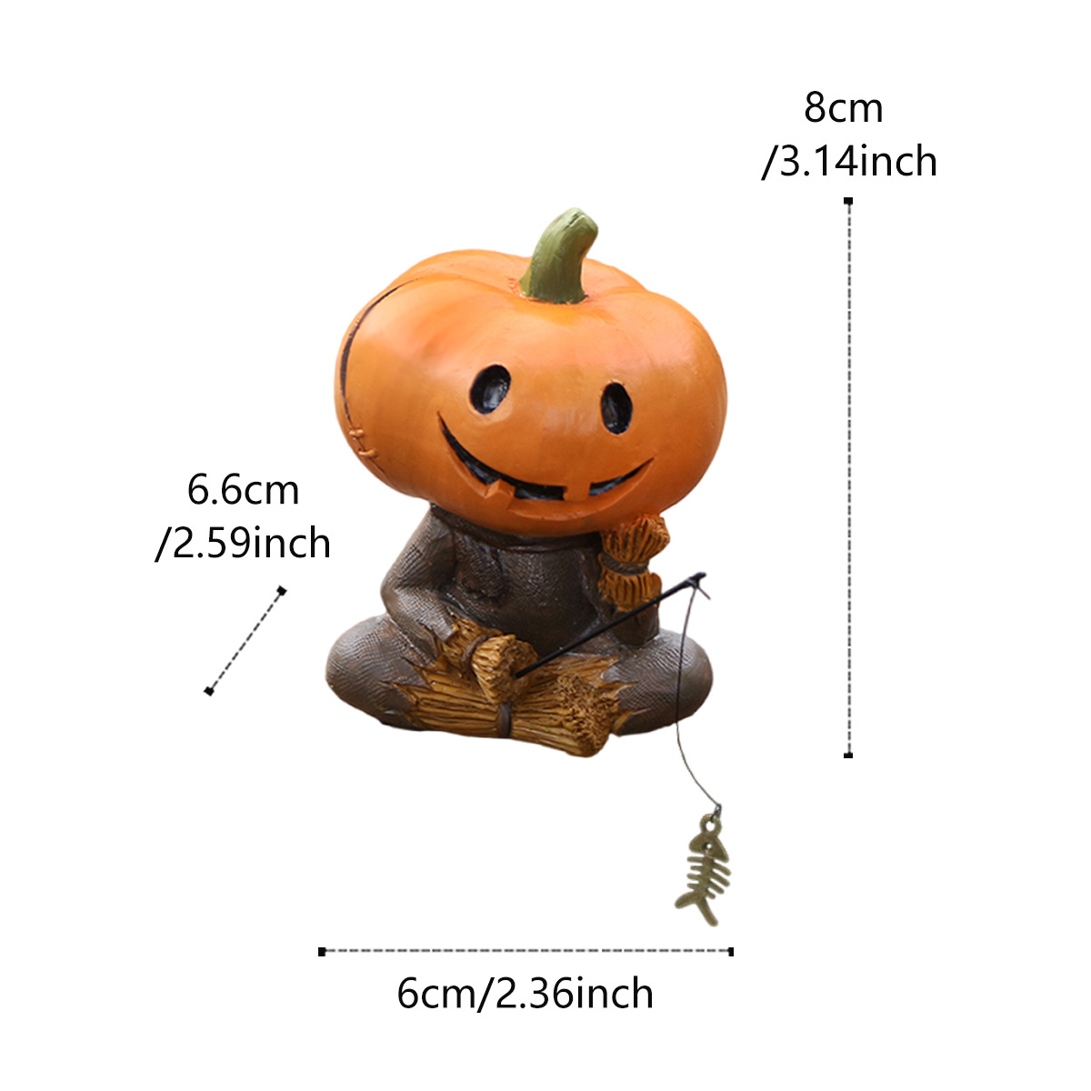  Halloween Creative Pumpkin Skull Fishing Ornaments Cartoon Sculptures Funny Ghost Festival Pumpkin Man Doll Ornaments