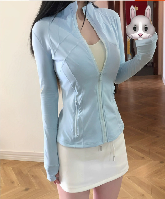 lulu欧美修身百搭长袖瑜伽服上衣紧身拉链瑜伽跑步立领运动外套女|undefined