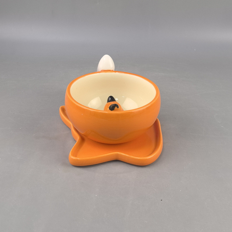Otoño bosque arce zorro taza de plato conjunto encantador taza de cerámica taza de café taza de agua para la novia
