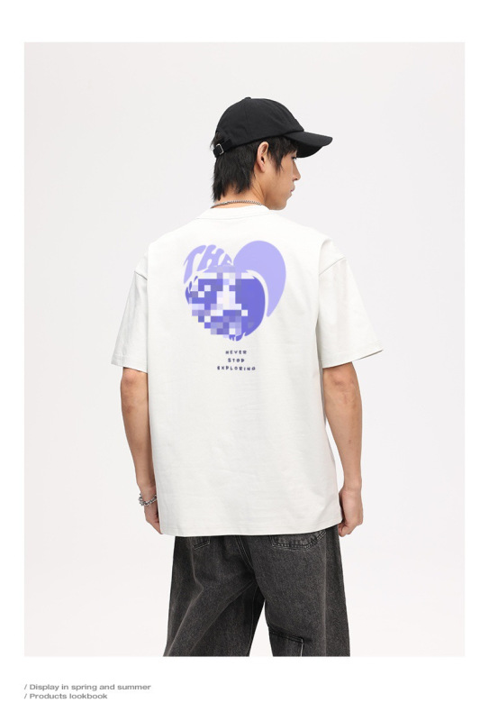 2025夏北家新作ソロナアイスフィールコットン通気性高品質トレンドブランドハート型半袖Tシャツ|undefined