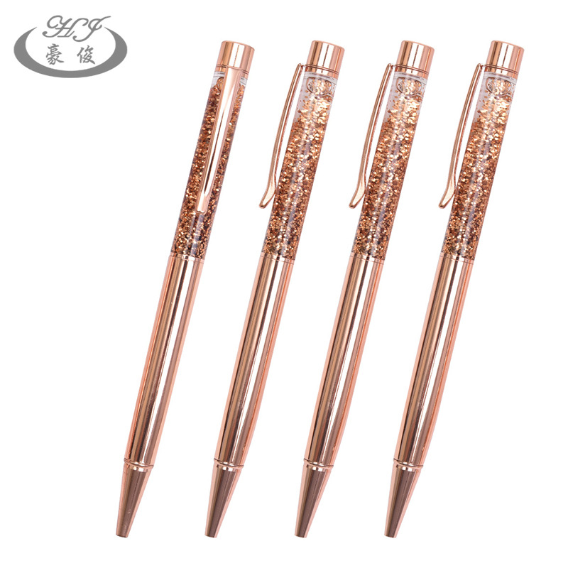 创意金葱粉入油圆珠笔中性笔芯漂浮物logo广告礼品DIY流沙笔