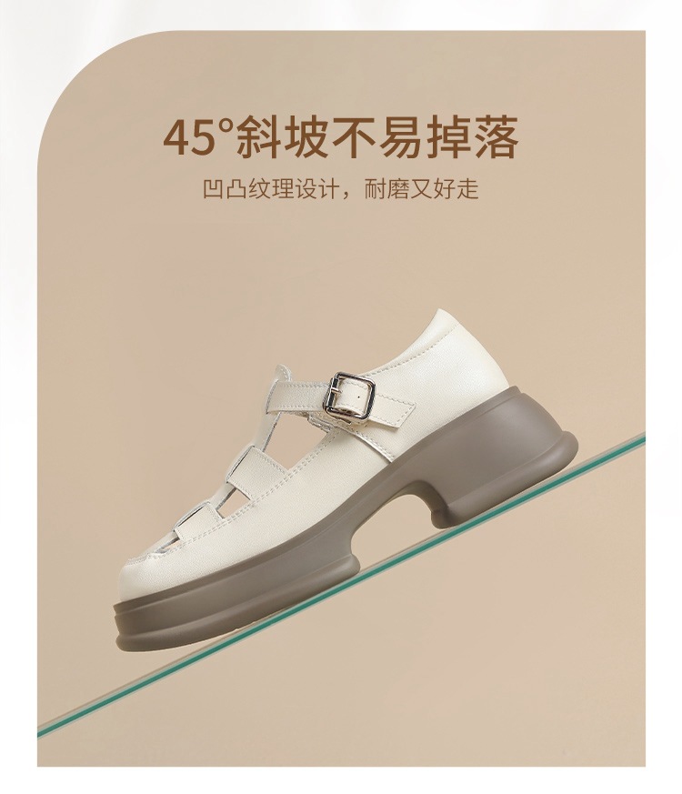 Dép sandal La Mã nữ đế dày da thật bít mũi — BK153 màu đen chi tiết 6