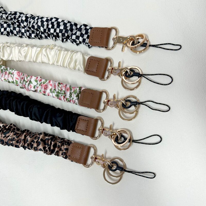 Cross-Border New Pu Fabric Elastic Lanyard Lobster Clasp High-End Lanyard Scrunchie Leather Key Lanyard Neck Chain Cross-Border New Pu Fabric Elastic Lanyard Lobster Clasp High-End Lanyard Scrunchie Leather Key Lanyard Neck Chain