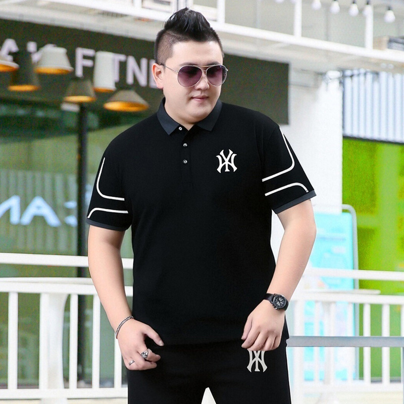 Extra Large Size Men's Plus-Size Lapel Business Casual Polo Shirt, Extra Large Size Short-Sleeved T-Shirt for Fat People Extra Large Size Men's Plus-Size Lapel Business Casual Polo Shirt, Extra Large Size Short-Sleeved T-Shirt for Fat People