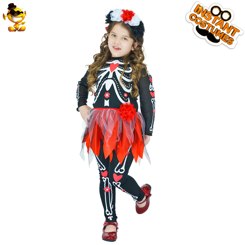 Halloween fantasma Festival DE LOS NIÑOS estilo femenino fantasma hueso cráneo traje etapa rendimiento traje mascarada Cosplay traje