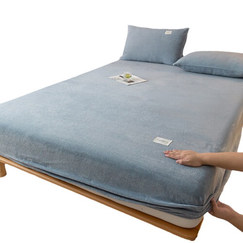 New milk velvet fitted sheet single product solid color bedspread mattress protector coral velvet milk velvet fitted sheet single piece wholesale