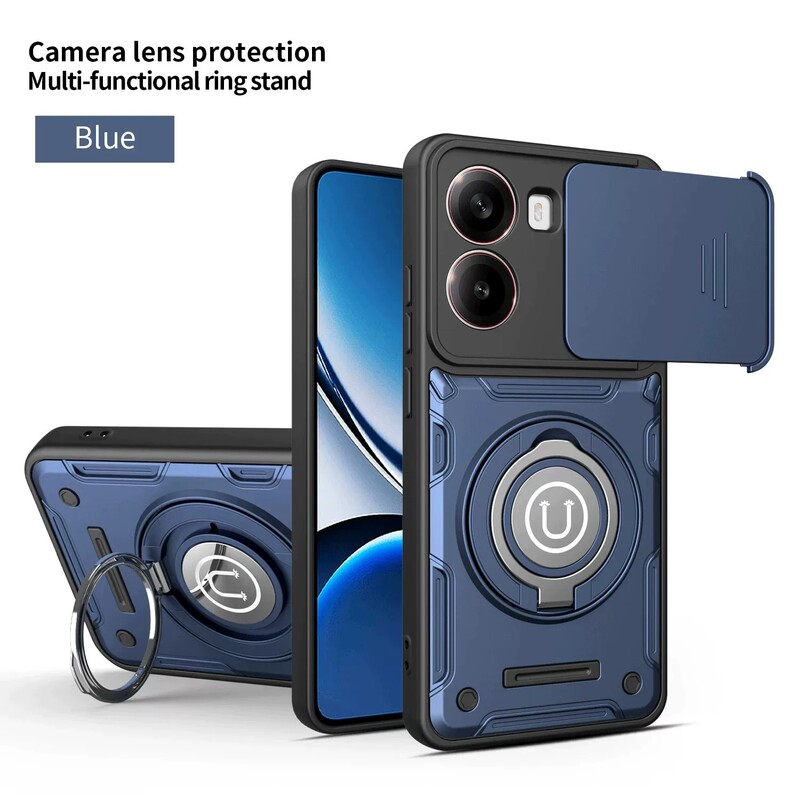 Sliding Window Magnetic Phone Case Suitable for Redmi A5, Note 15 Pro+, Xiaomi 17 with Rotating Stand and Anti-Drop Protection