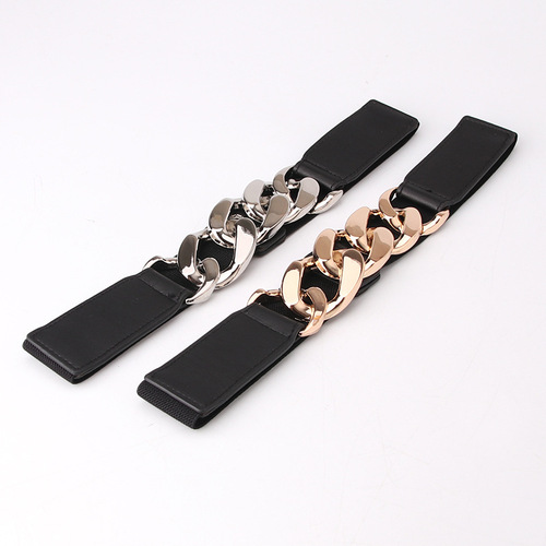 Internet celebrity same style ladies student dress decorative belt European and American exaggerated chain elastic elastic girdle women's belt