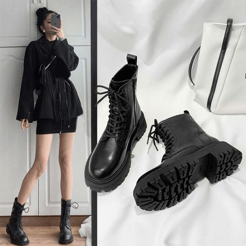 Leather Martin Boots for Women, Mardell Martin Style, New Fall/Winter Warm Fleece Thick Sole Short Boots, Motorcyclist Boots for Men
