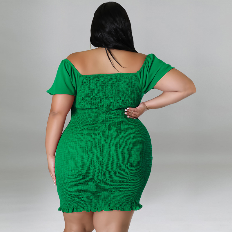 MY978 plus Size Women's Summer Off-Shoulder Bodycon Dress European American Style Regular Thickness All Pieces Included_ecoleips.com