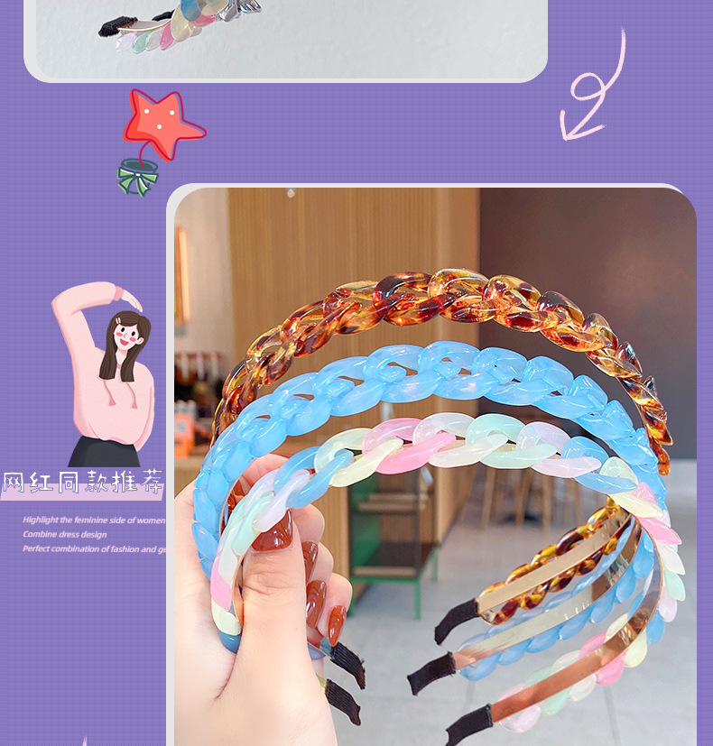 Simple Candy Color Resin Hairband display picture 3