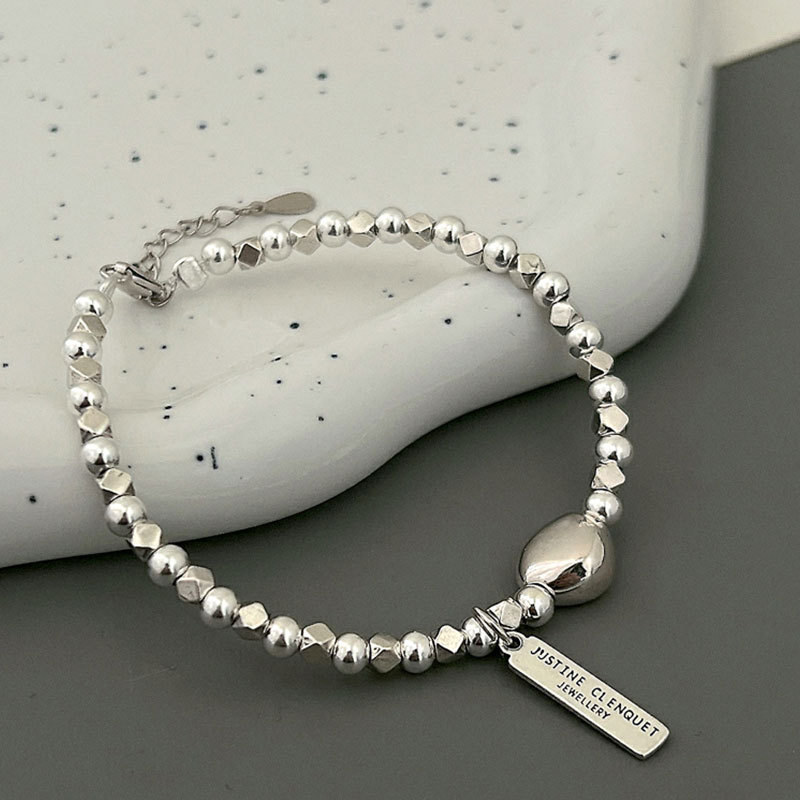 S Pure Fragmented Silver Bracelet Women's Minimalist and Impossible Design Letter Rectangular Card Strap Wearing_voghion.com