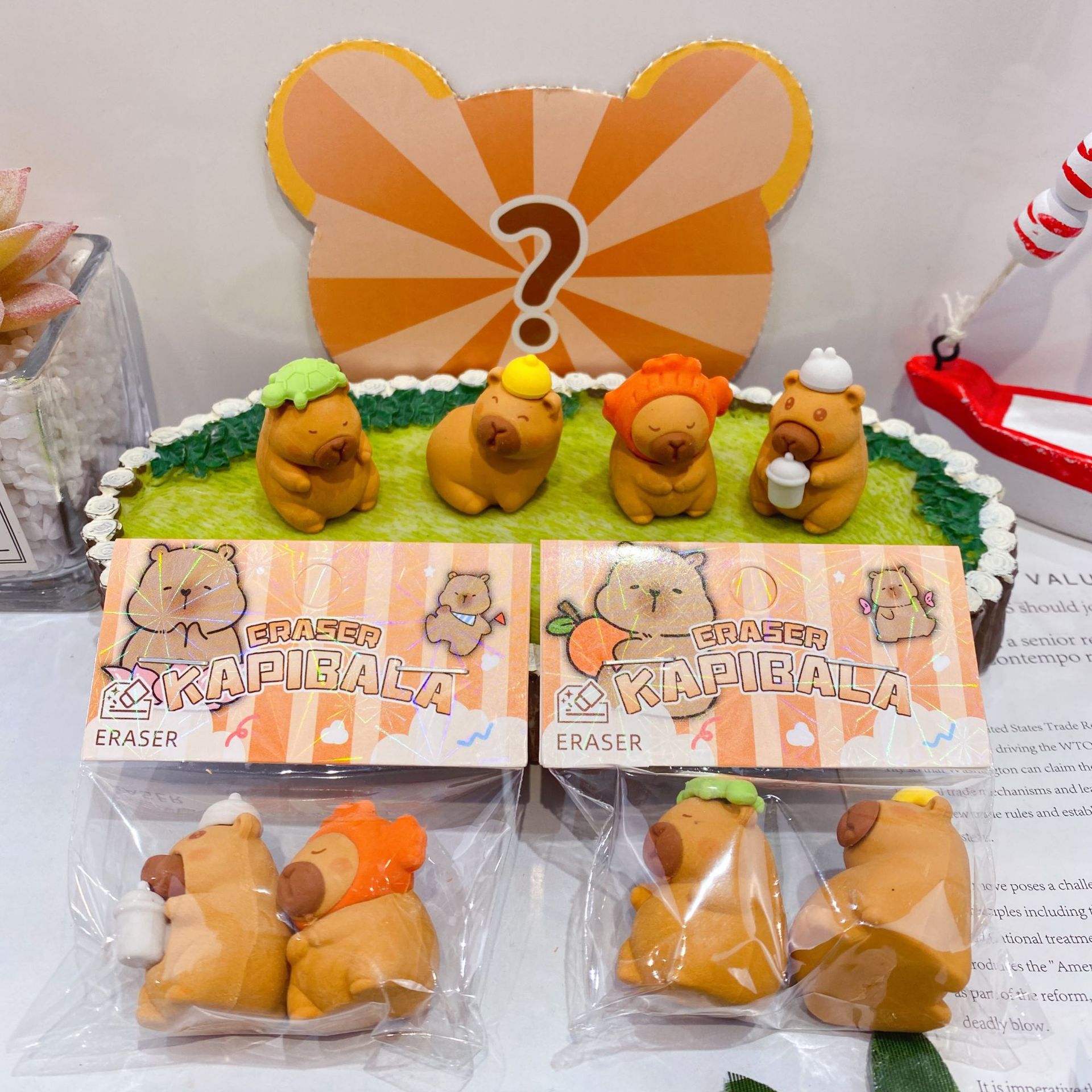 Nuevo producto Kapibala Compartir borrador lindo carpincho de dibujos animados 3d borrador tridimensional ensamblable 2 paquetes