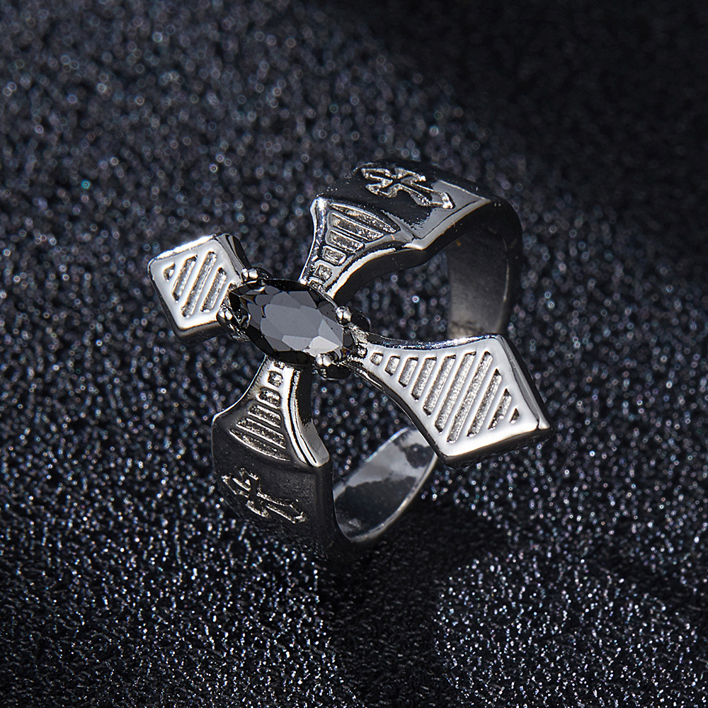 Vendita calda con senso del design personalizzato, anello di apertura a croce in zirconio_voghion.com