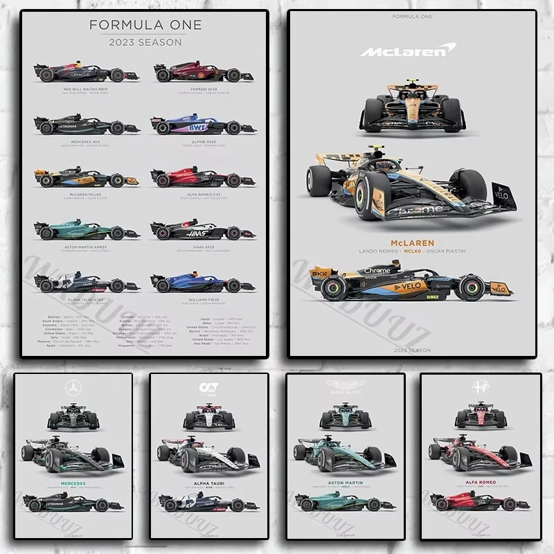Trending F1 Racing Team Art Pop Poster Jit Dropshipping Image Printing Poster Cross-Border E-Commerce Aliexpress