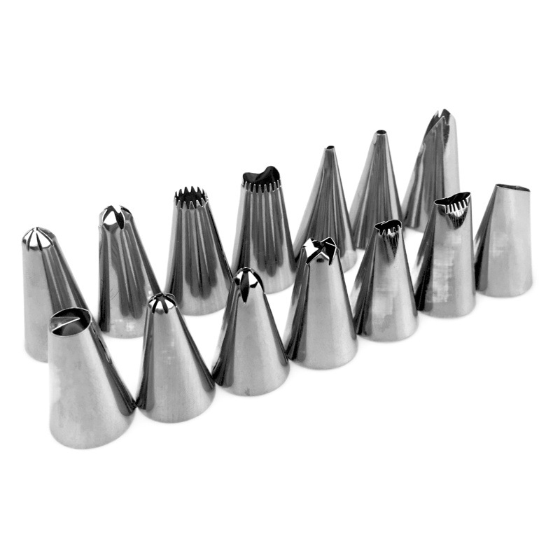 Nuevo 14 pastelería boquilla 16-piece conjunto de herramientas de bricolaje pastel de crema para hornear pastel occidental productos de venta caliente