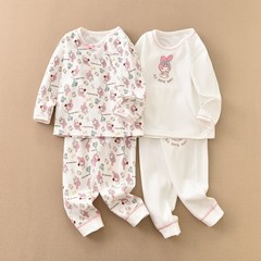 Distributor's children's fuzzy girl long-sleeved pure cotton warm autumn clothes and pants, loose and comfortable Yousong Xiongwo export home