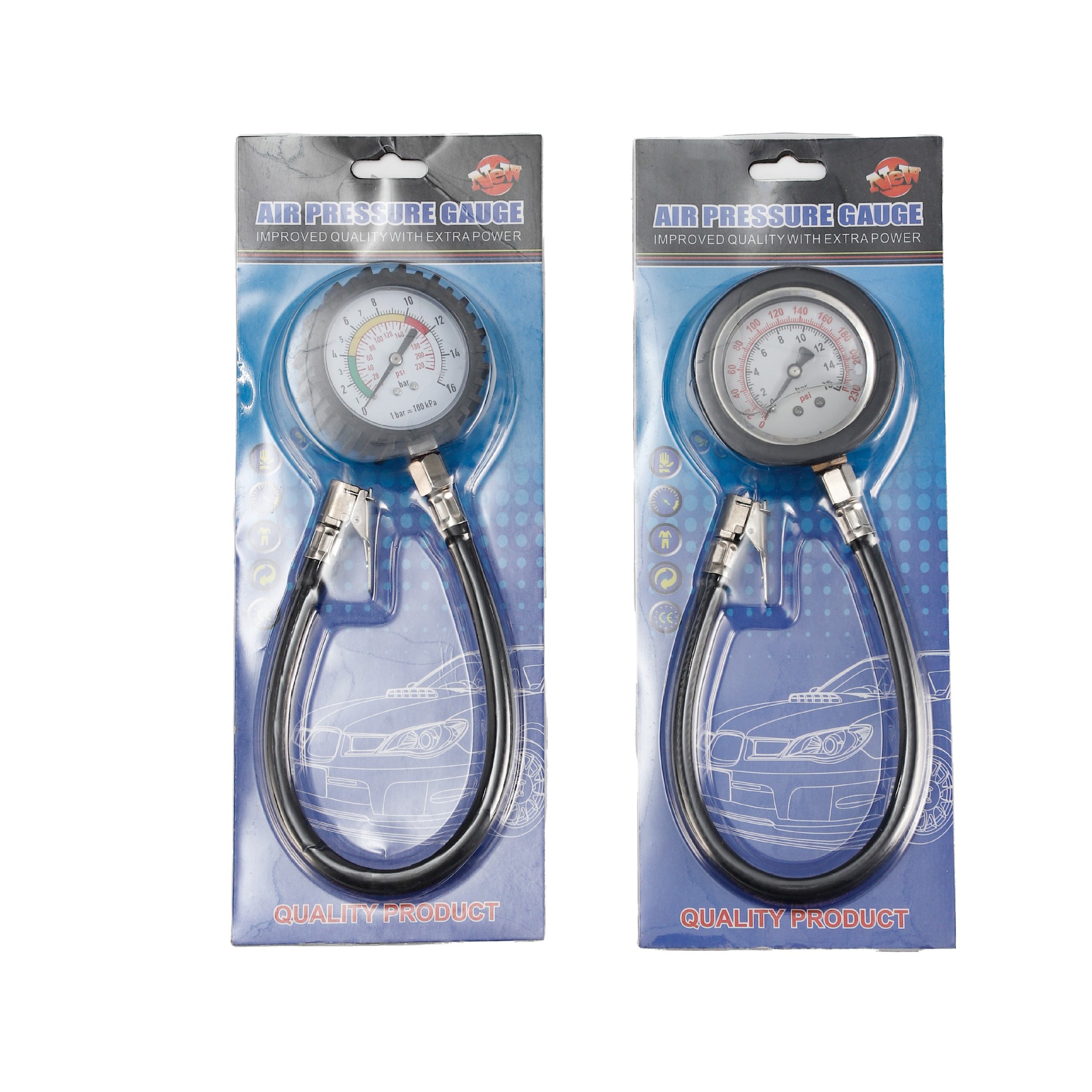 New High-Precision Tire Pressure Gauge with Tube for Measuring Car Tire Pressure, Oil-Immersed Tire Pressure Gauge, and Air Inflation Gauge