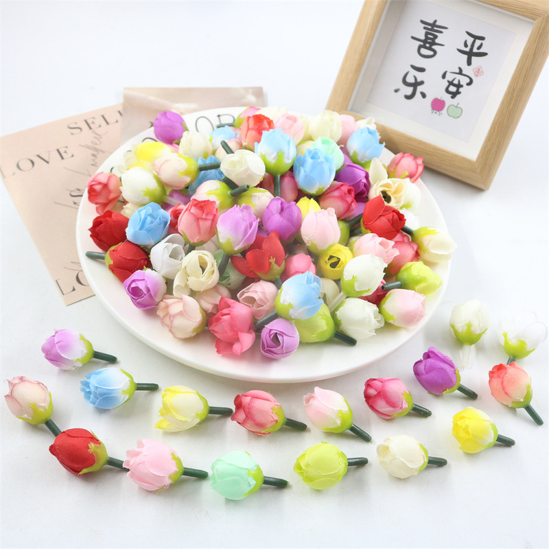 DIY simulation rose tea bud small bone flower small bud candy box decorative flower silk flower hairpin flower material bracelet production