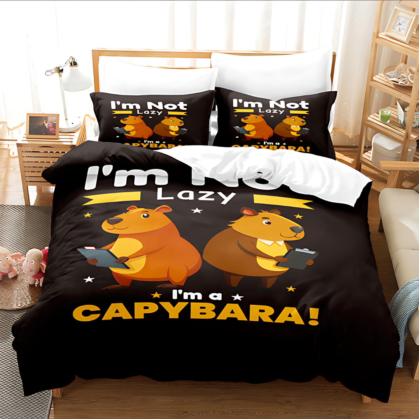 TEMU / JIT Cross-border Cute Capibala Pattern HD Digital Printed Colch Set