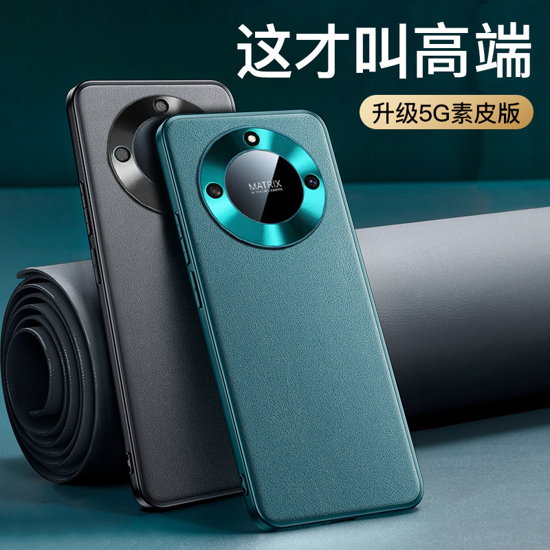 For honor x40 Phone Case honor Metal Lens Full-Covering Drop-Resistant Silicone Protective Cover Plain Leather Business Men and Women