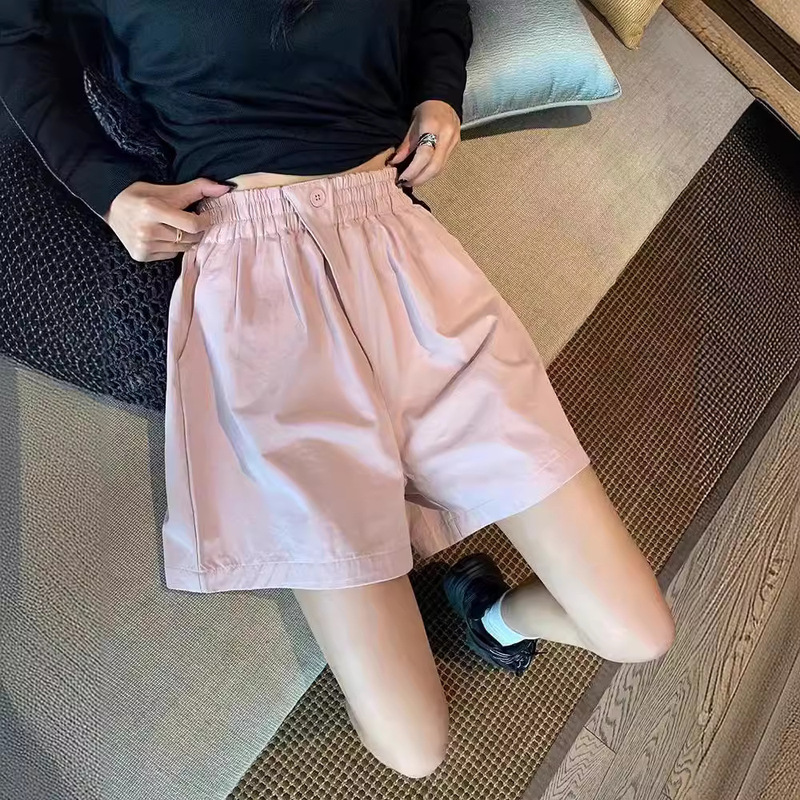 New Loose Slimming All-match Casual Straight Five-point Pants Summer Design High Waist Wide Leg Shorts Women