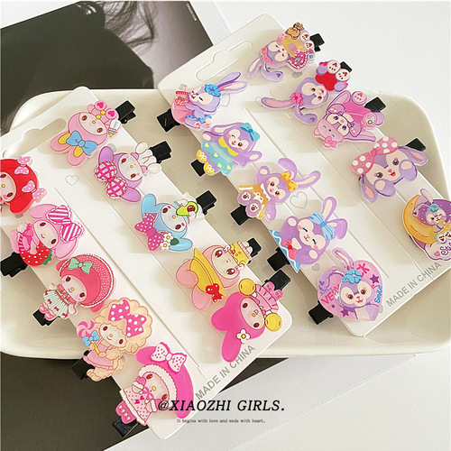 10-piece set of acrylic children's hair clips cartoon cute Lina Bell hair clip side clip girls bangs clip hair accessories